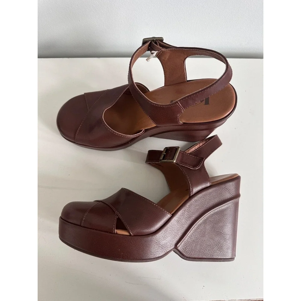 Korks Ease Platform Sandal Womens 8 Babette Leather Brown Closed Toe Clog